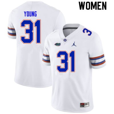 Women's Florida Gators #31 Jordan Young NCAA Nike White Authentic Stitched College Football Jersey KKF2862TI